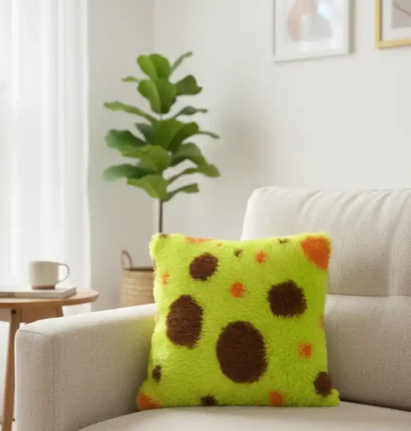 Decorative Throw Pillow – Neon Spotty Fluffy